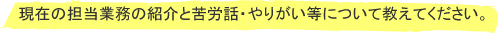 現在の担当業務の紹介と苦労話・やりがい等について教えてください。